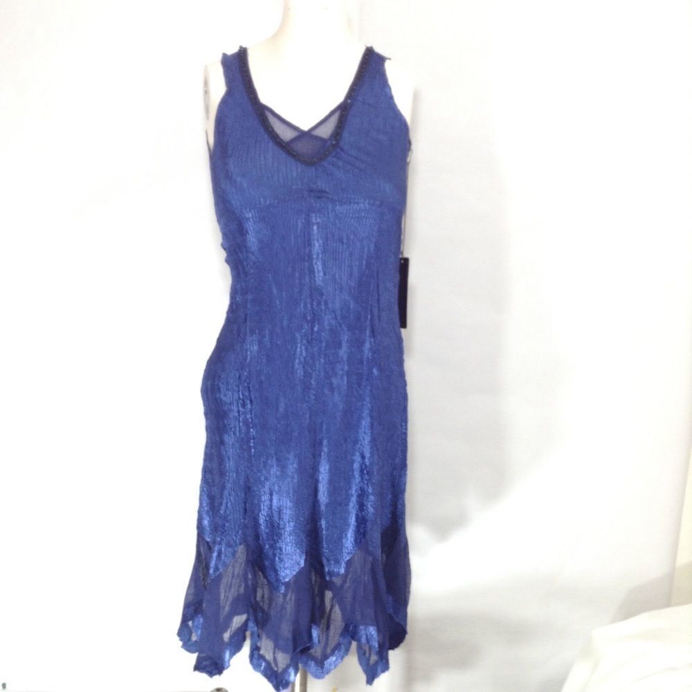 Komarov Blue Sleeveless Embellished Midi Dress Size XS - Picture 2 of 8